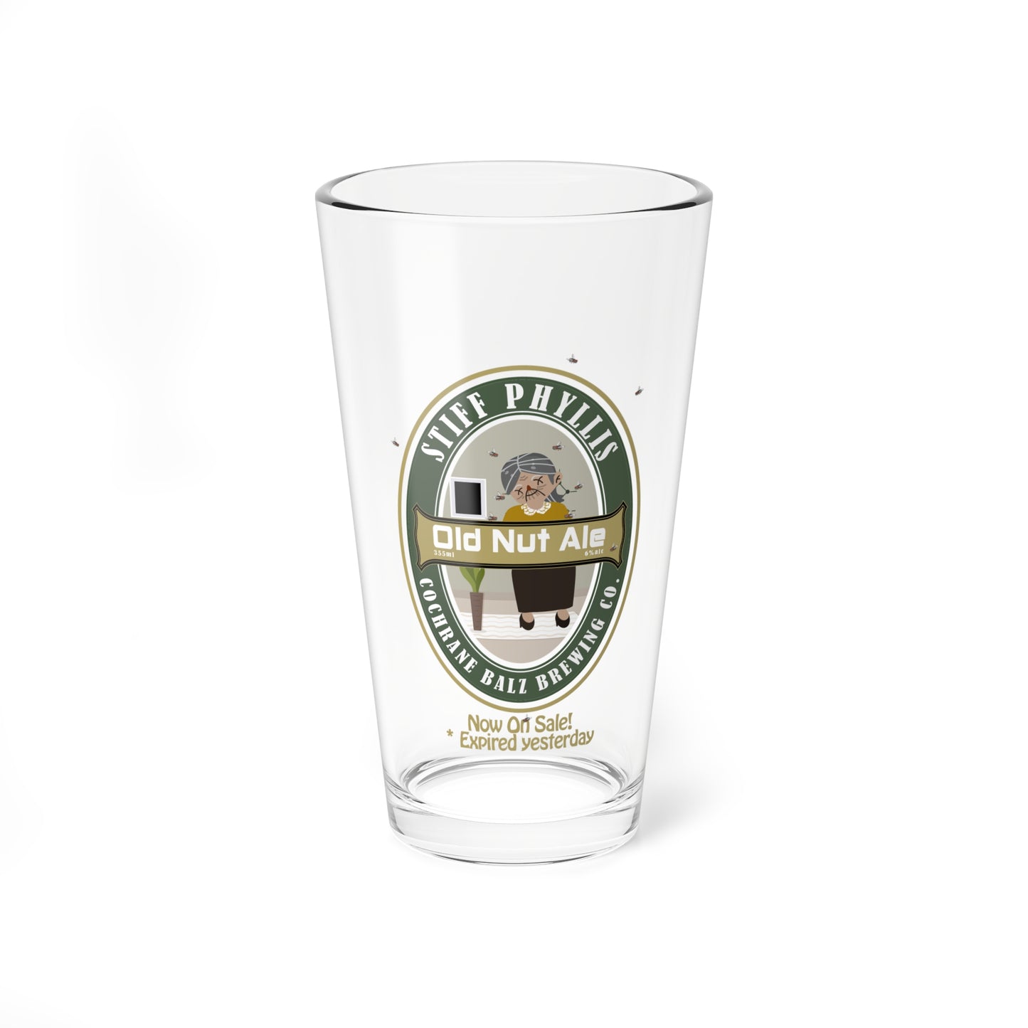 16oz Stiff Phyllis Old Nut Ale Pint Glass