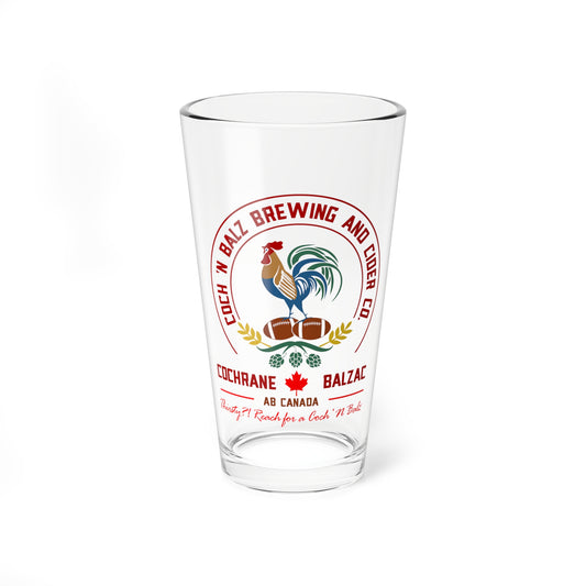 16oz Classic Coch 'N Balz Logo Pint Glass