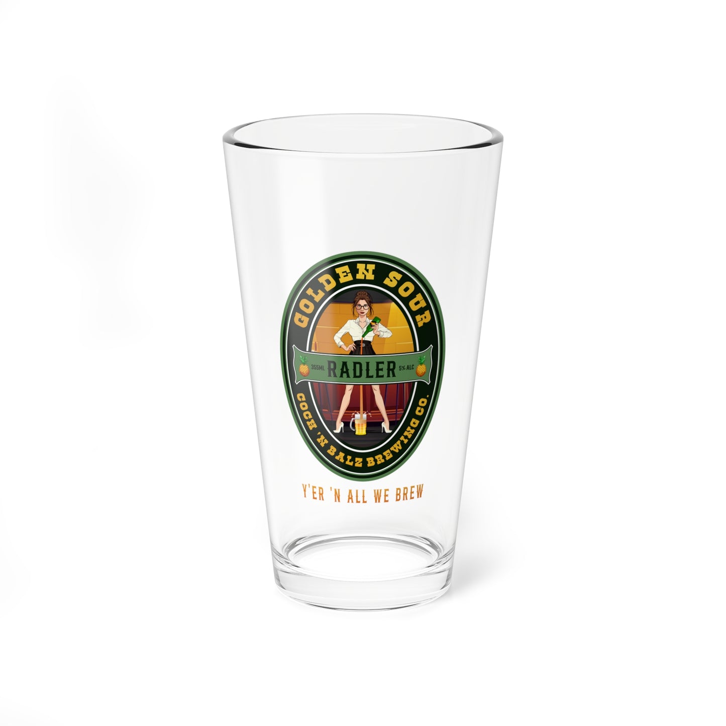 Traditional 16oz Golden Sour Radler Whiskey and Beer Pint Glass