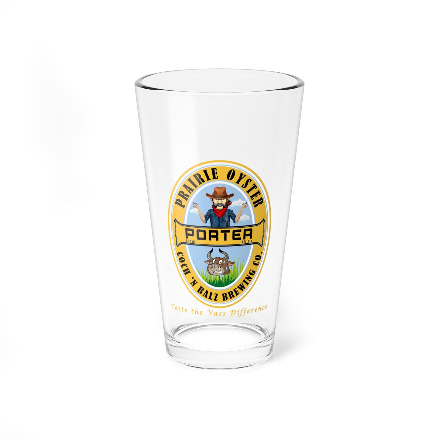 16oz Traditional Prairie Oyster Pint Glass